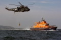 A Lifeboatman being lowered to the deck of Spirit of Guernsey by Royal Navy Helicopter 05-06-09 Pic by Tony Rive (3)