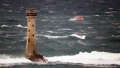 Spirit of Guernsey heading north behind Les Hanois Lighthouse whilst on Ccrew Training 11-01-15 Pic by Tony Rive (2).jpg