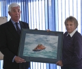 Picture:Brian Green - 18/04/10 - At the annual general meeting of the local brach of the RNLI Mrs Jenny Collas presented the station with a painting of the Spirit of Guernsey, the painting was used on the 2009 Christmas card and made  a good sum of money for the Ladied Lifeboat Guild