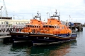 Pic by Tony Rive 20-09-10   Relief Severn class Lifeboat Daniel J Gibson 17-38 moored alongside the St Peter Port Lifeboat Spirit of Guernsey 17-04 after arriving from Poole. The boat will take up Station tomorrow whilst our boat returns to the UK for some minor Hull repairs and some work on the Engines.