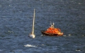 Daniel L Gibson arrives alongside the local yacht Majic off St Martin's Point 16-08-14 Pic by Tony Rive (1).jpg