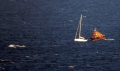 Daniel L Gibson arrives alongside the local yacht Majic off St Martin's Point 16-08-14 Pic by Tony Rive (5).jpg