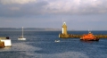 Daniel L Gibson with yacht Jeanie 3 and Maina Dory in St Peter Port harbour's Pierheads 29-06-14 Pic by Tony Rive.jpg