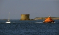 Lifeboat Daniel L Gibson towing the British yacht Jeanie 3 twards St Peter Port Harbour 29-06-14 Pic by Tony Rive (2).jpg