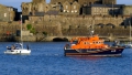 Lifeboat Daniel L Gibson with Yacht Jeanie 3 in St Peter Port harbour 29-06-14 Pic by Tony Rive.jpg