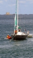 The Lifeboat Y boat moning the French yacht Douze (12) to the Old Lifeboat slip 22-08-14 Pic by Tony Rive (1).jpg