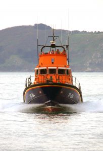 Pic by Tony Rive 06-05-16 Spirit of Guernsey returning to St Peter Port following a successful rescue of two young French people who had got into trouble in their dinghy off Jethou.