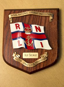 Pic by Tony Rive 20-07-16 A Plaque presemted to Alf Solway by the National RNLI and the Guernsey Lifeboat Station Crew and Lifeboat Guild.