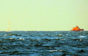 Pic by Tony Rive 17-09-16 Lifeboat Spirit of Guernsey towing a French yacht with 1 Man aboard back to St Peter Port after taking to yacht in tow approximately 2.5 miles north of Guernsey. The Crewman unable to speak english communicated with Crossma Joberg who in turn contacted Guernsey Coastguards stating the yacht needed help. after a long tow back to St Peter Port, both vessel's arrived in Port at about 2000.